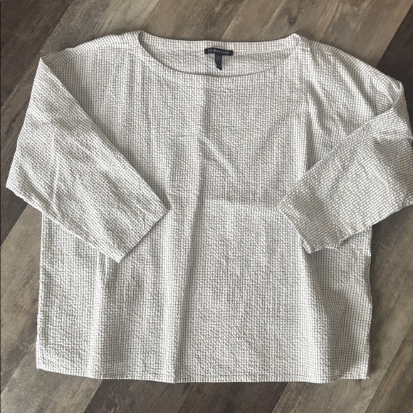 Eileen Fisher organic cotton ripple checkered top - Picture 3 of 4